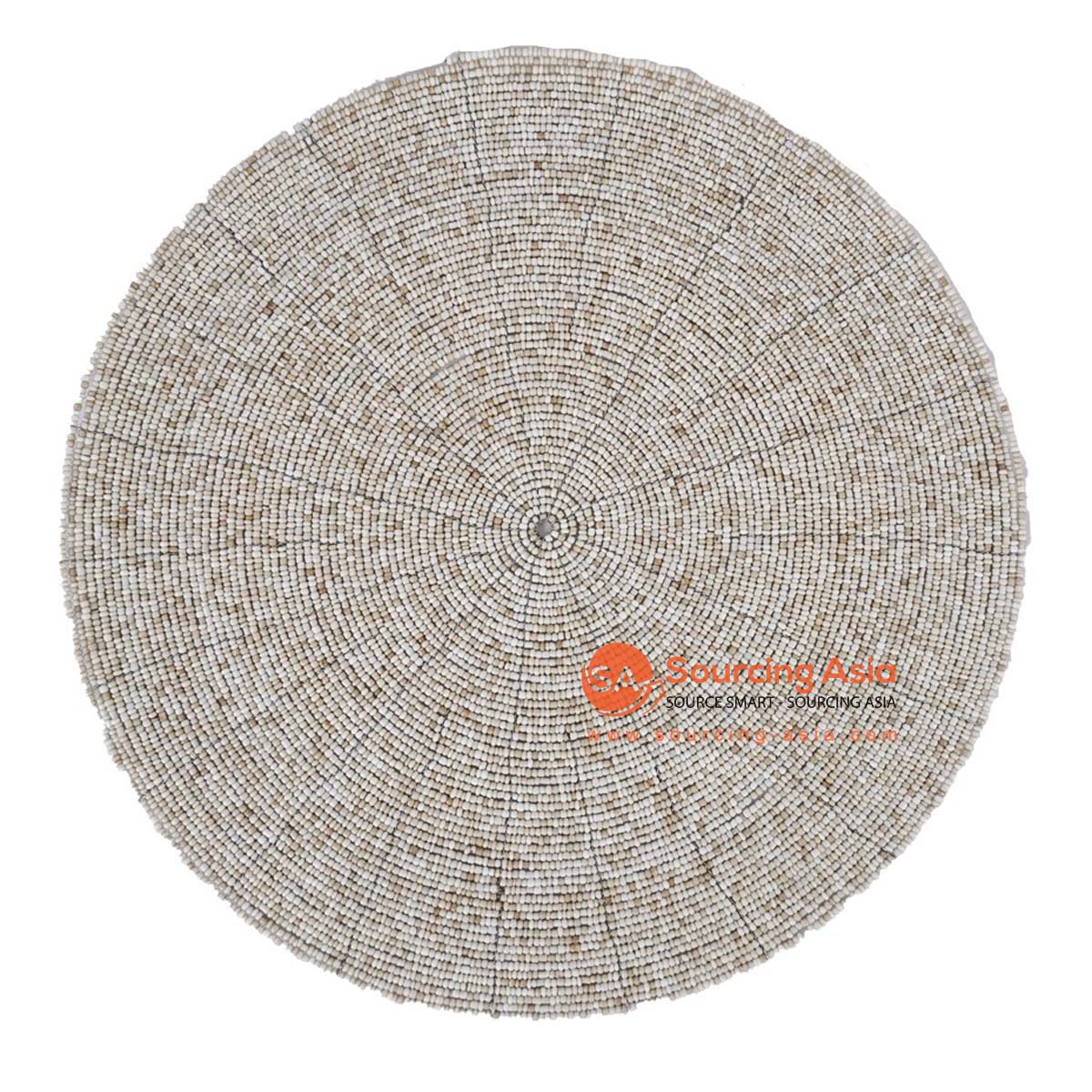 HBSC583 NATURAL WHITE BEADS ROUND PLACEMAT
