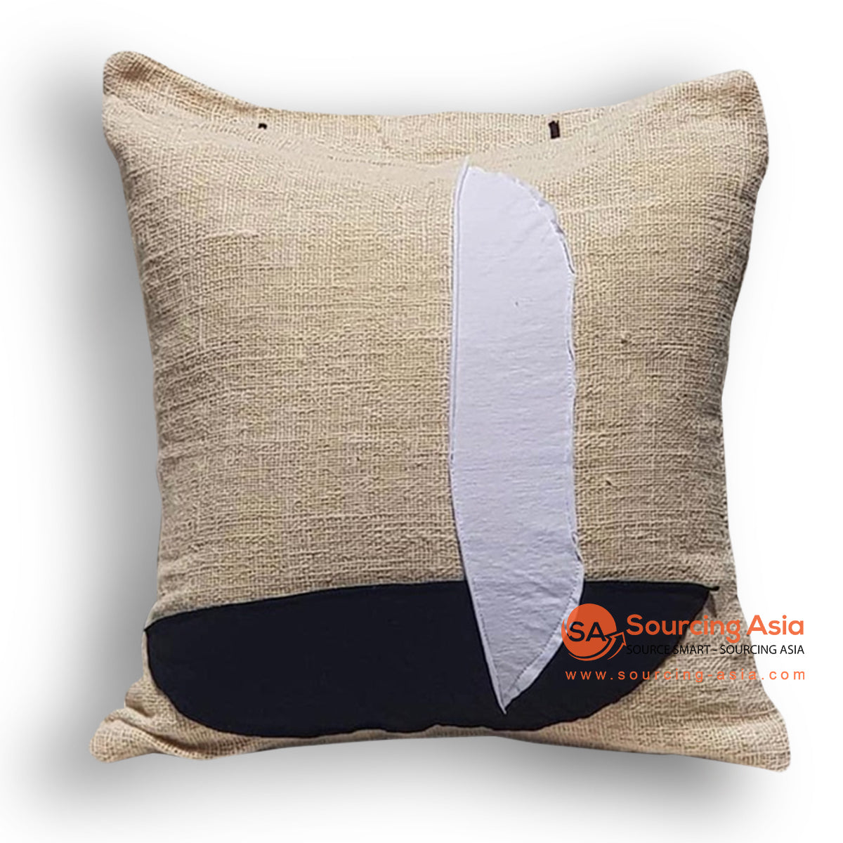 HIP007 WHITE AND BLACK LAYERED FABRIC SQUARE CUSHION (PRICE WITHOUT INNER)