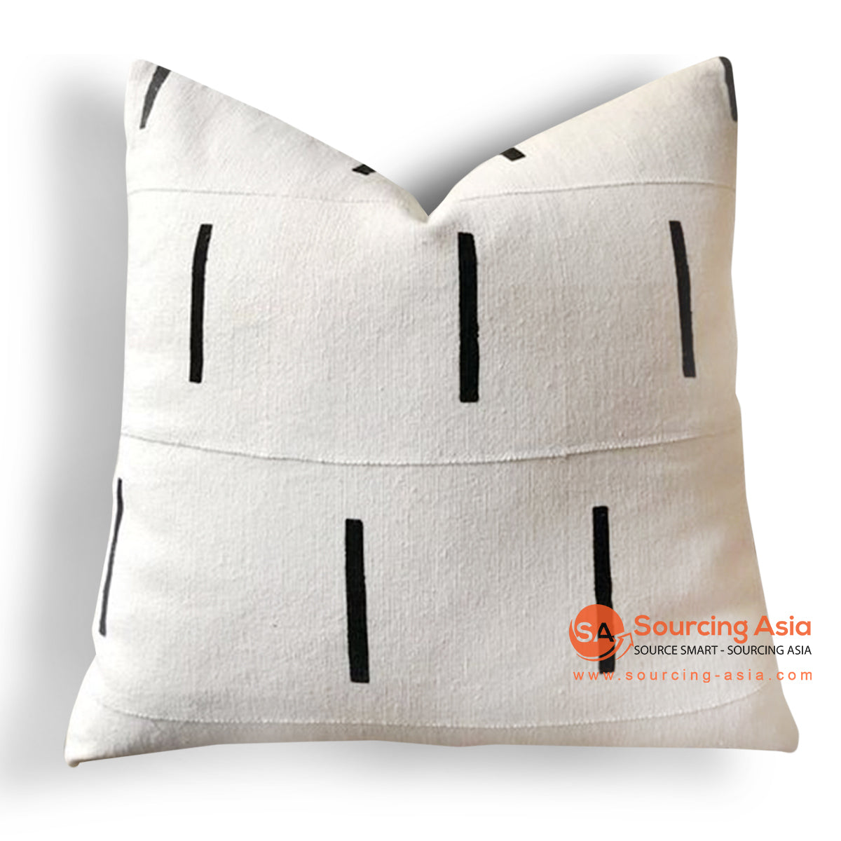 HIP016 WHITE FABRIC SCREEN PRINTED SQUARE CUSHION WITH BLACK LINES (PRICE WITHOUT INNER)