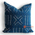 HIP022-1 BLUE TUMANGGAL FABRIC HAND-STITCHED SQUARE CUSHION WITH EMBROIDERY (PRICE WITHOUT INNER)