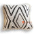 HIP028 WHITE AND BLACK PATTERNED FABRIC SCREEN PRINTED SQUARE CUSHION WITH FRINGE (PRICE WITHOUT INNER)