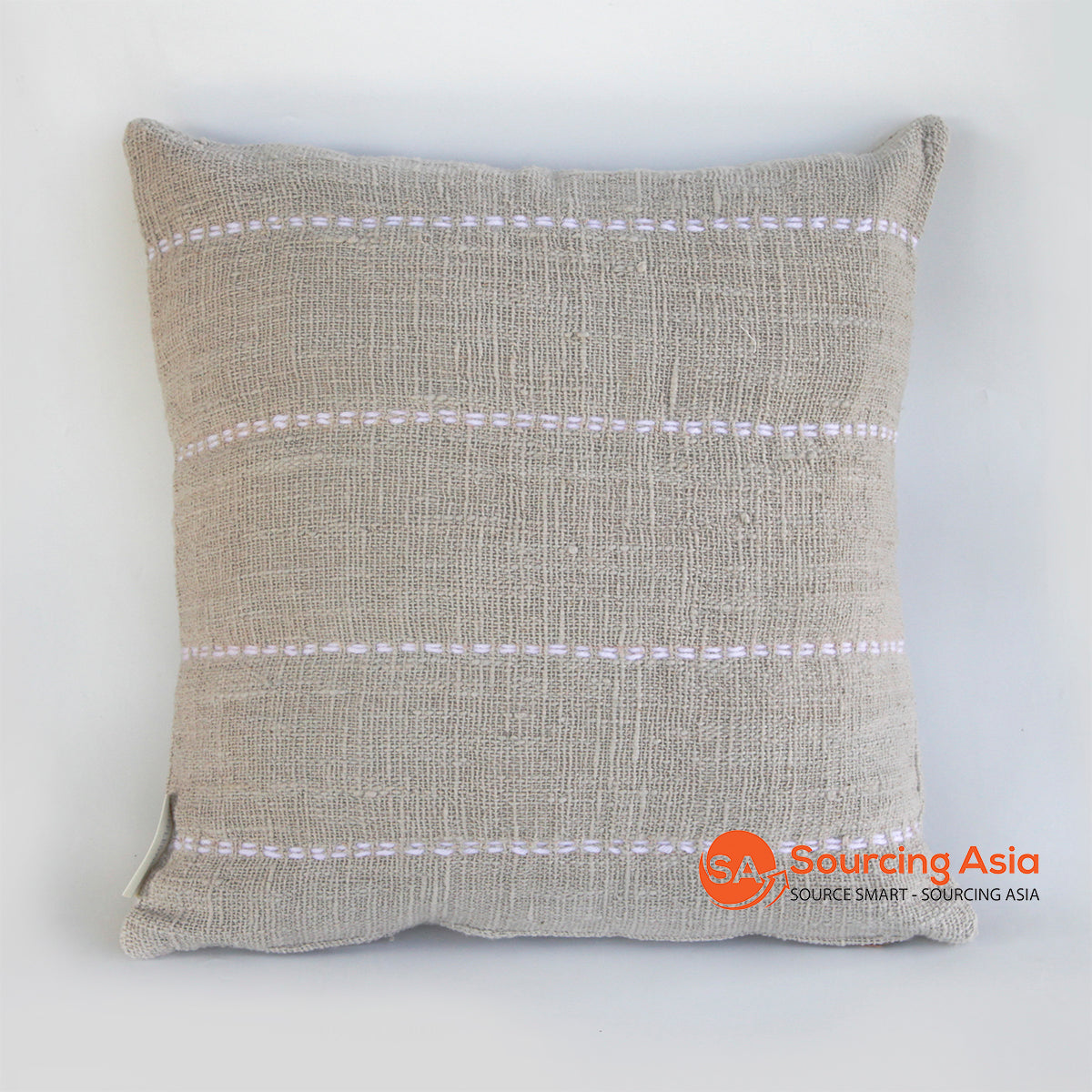 HIP031-5A GREY TUMANGGAL SQUARE COVER CUSHION 50X50CM WITH WHITE LINE HAND-STITCHED WITHOUT TASSELS (PRICE WITHOUT INNER)