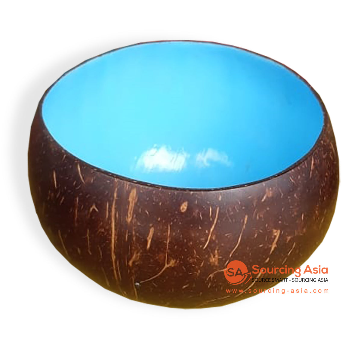 IDA002-1 NATURAL COCONUT BOWL WITH BLUE INSIDE
