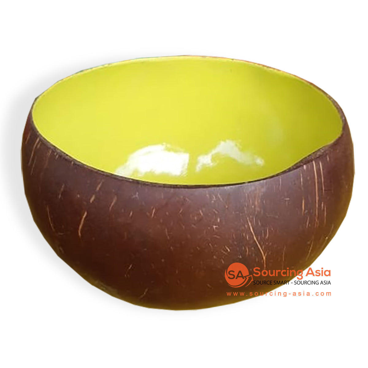 IDA002 NATURAL COCONUT BOWL WITH YELLOW INSIDE