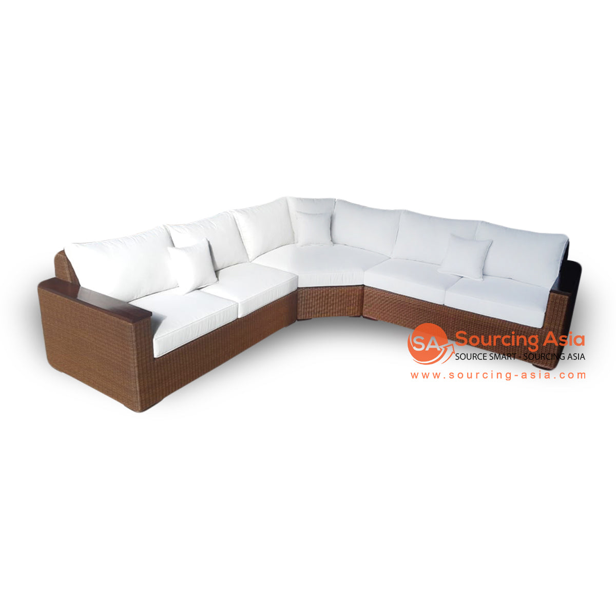 IDR009 BROWN SYNTHETIC RATTAN CORNER SOFA (PRICE WITHOUT CUSHION)