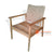 IJF010 WOVEN LEATHER AND TEAK WOOD UPHOLSTERED ARM CHAIR