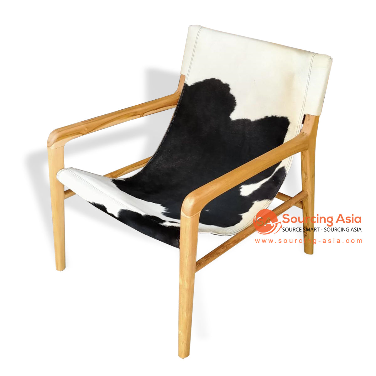 IJF016 BLACK AND WHITE COWHIDE HAIRY LEATHER SLINGBACK CHAIR