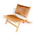 IJF018 NATURAL TEAK WOOD AND BROWN COWHIDE LEATHER MARLBORO CHAIR WITH ARMS