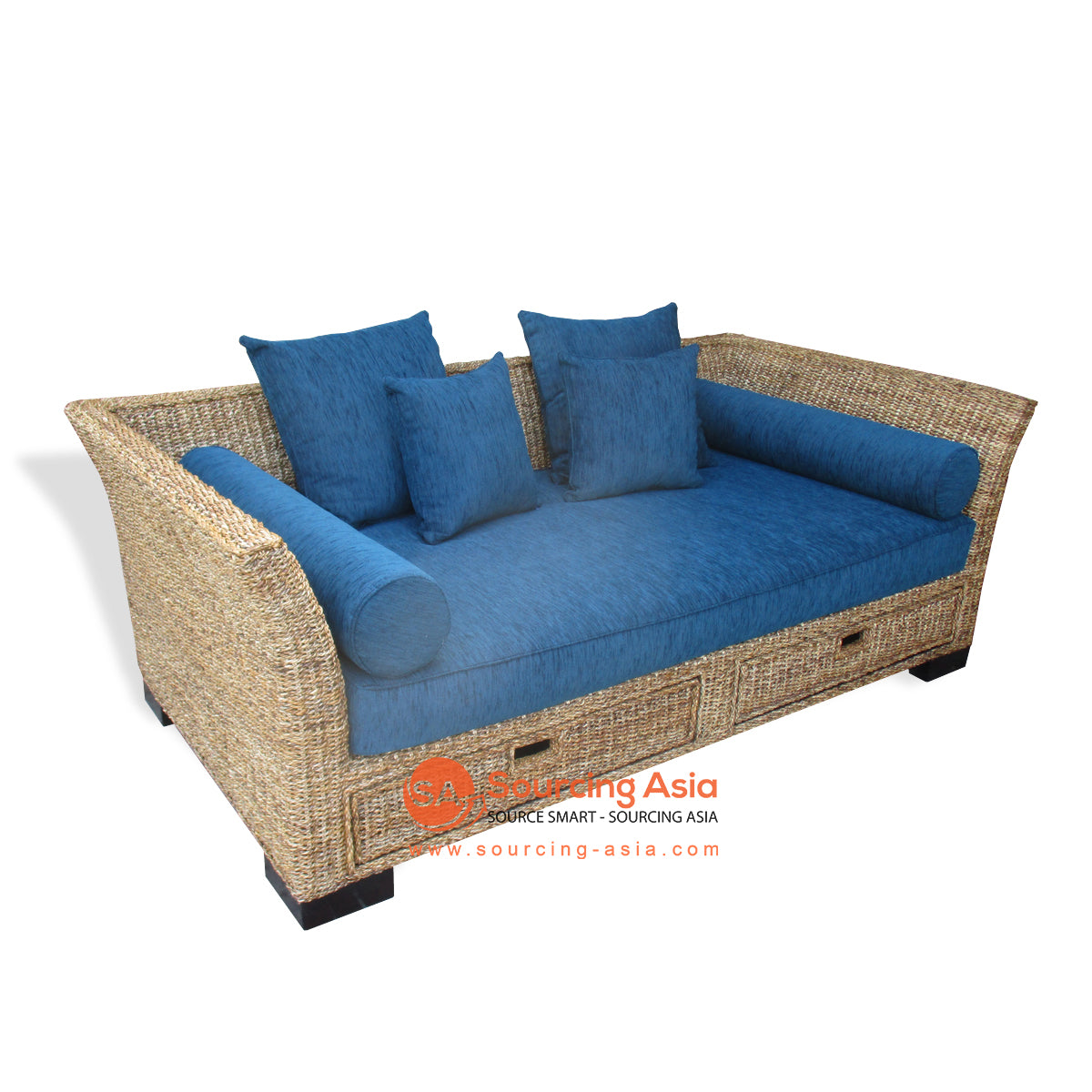 IMAL300-SB-DRW NATURAL BANANA FIBER ARJUNA DAY BED SOFA WITH TWO DRAWERS (PRICE WITHOUT CUSHION)