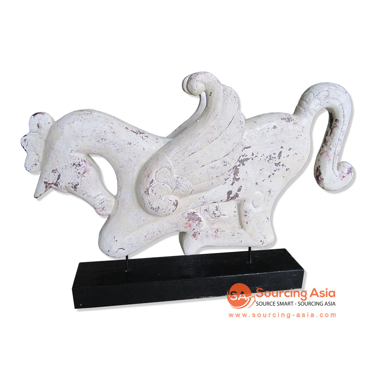 ISUL155-AW ANTIQUE WHITE FLYING HORSE ON STAND DECORATION