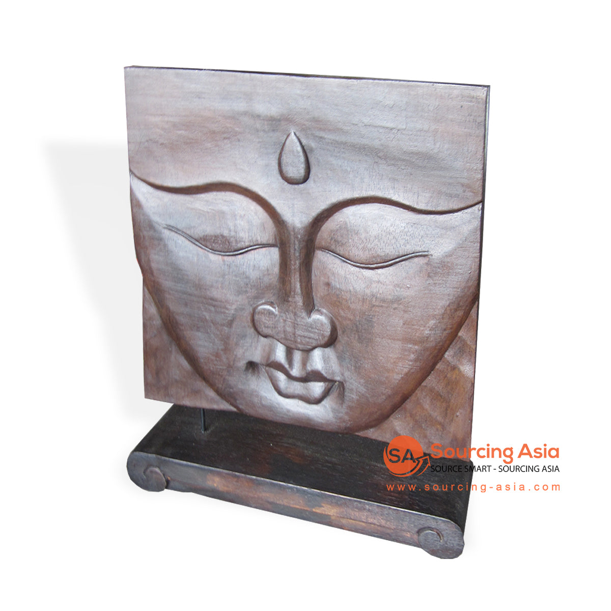 ISUL156-40X40 DARK WOODEN BUDDHA FACE PANEL