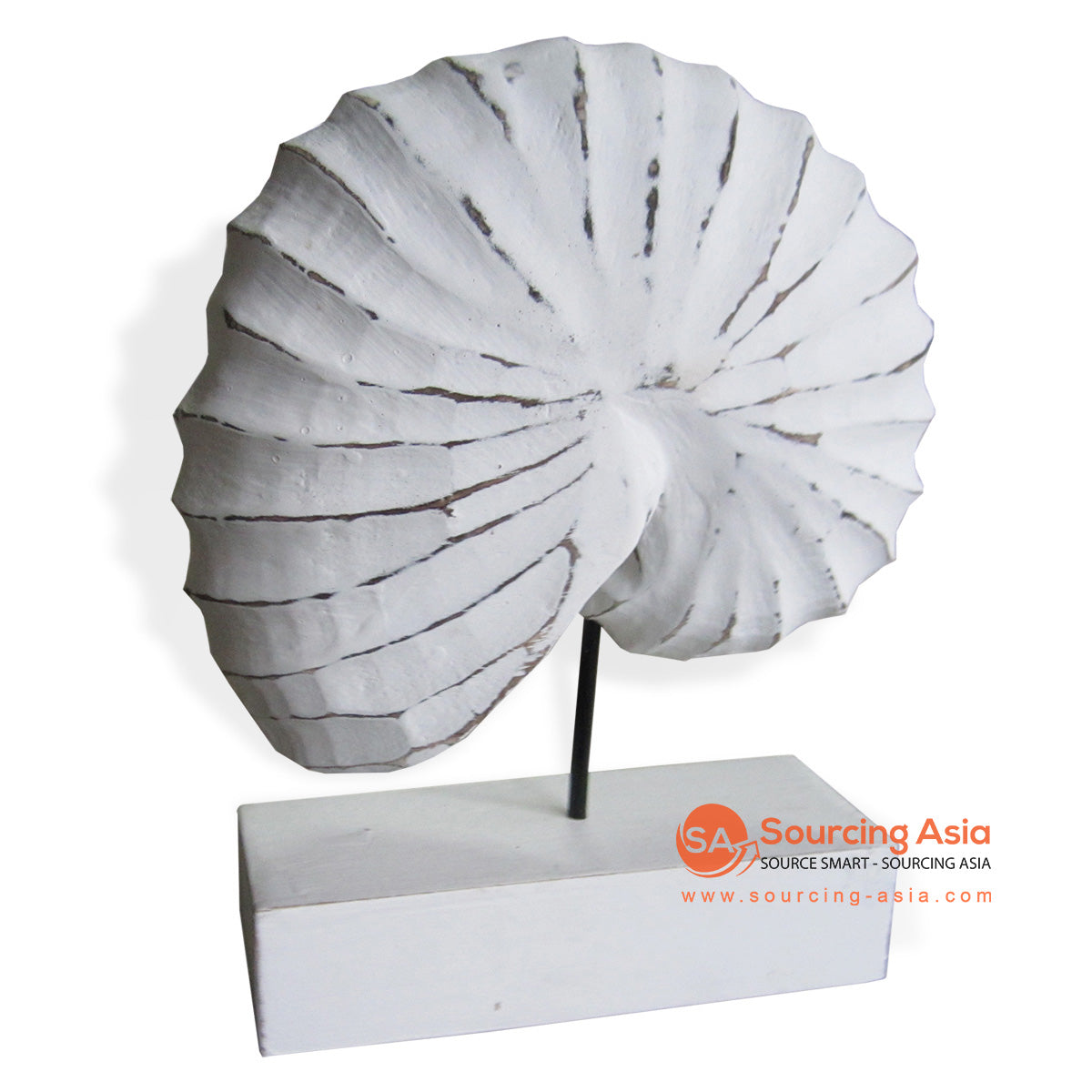 ISUL29-D WHITE WASH WOODEN SHELL ON STAND DECORATION