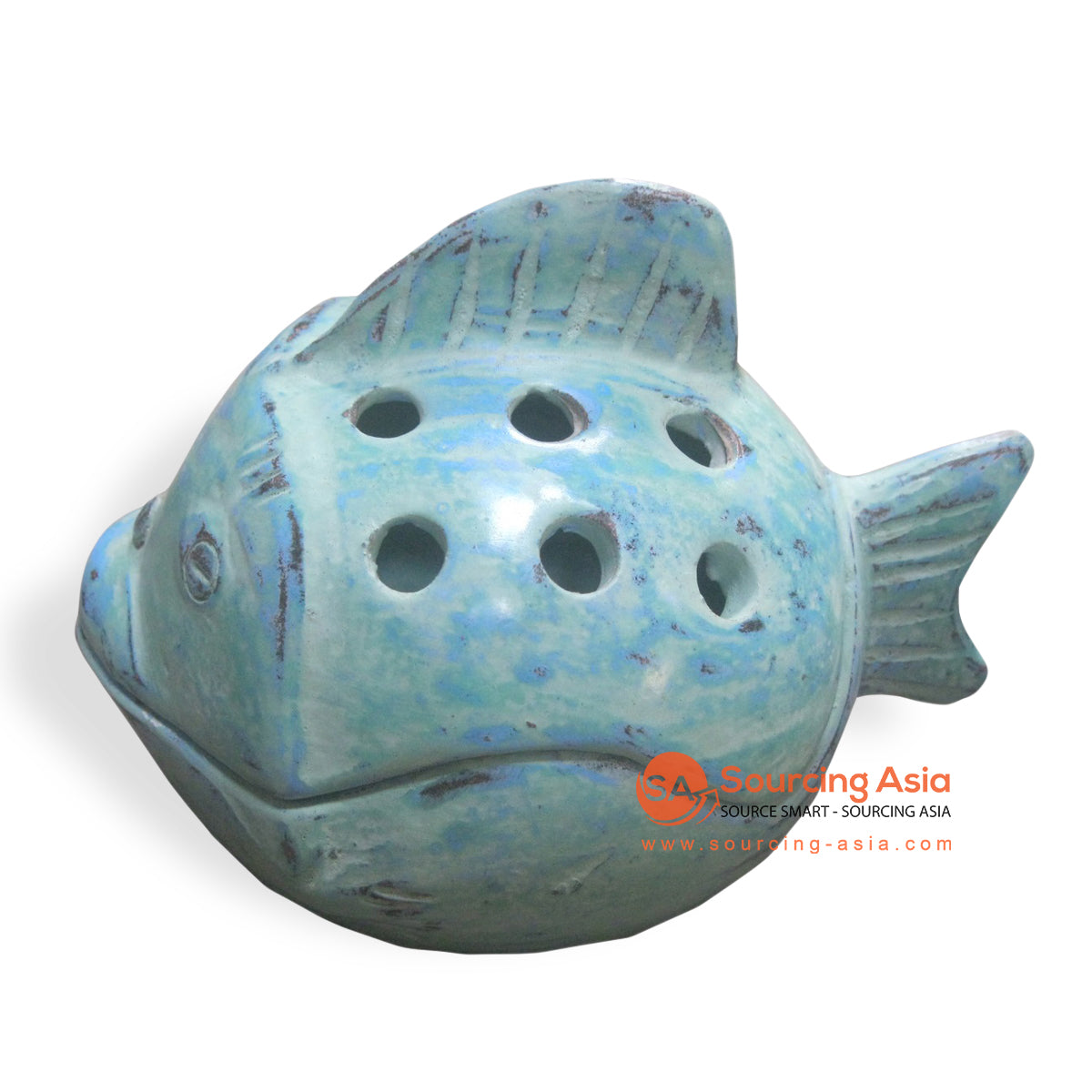 JNP113-A BLUE TERRACOTTA FISH SHAPED MOSQUITO HOLDER
