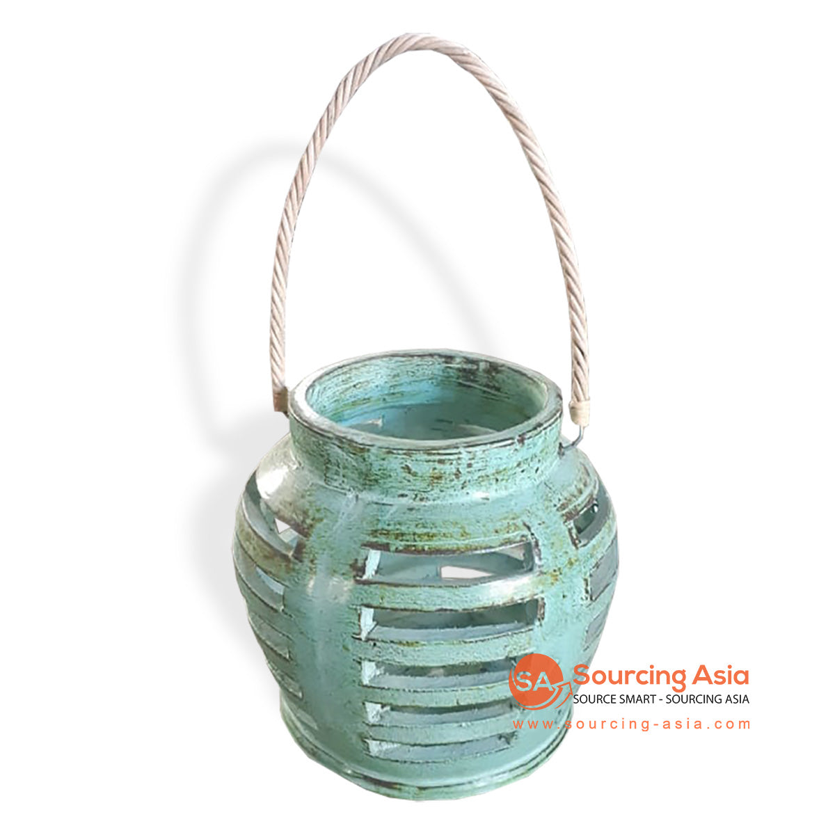 JNP238-KY23 GREEN KY23 TERRACOTTA HANGING CANDLE HOLDER