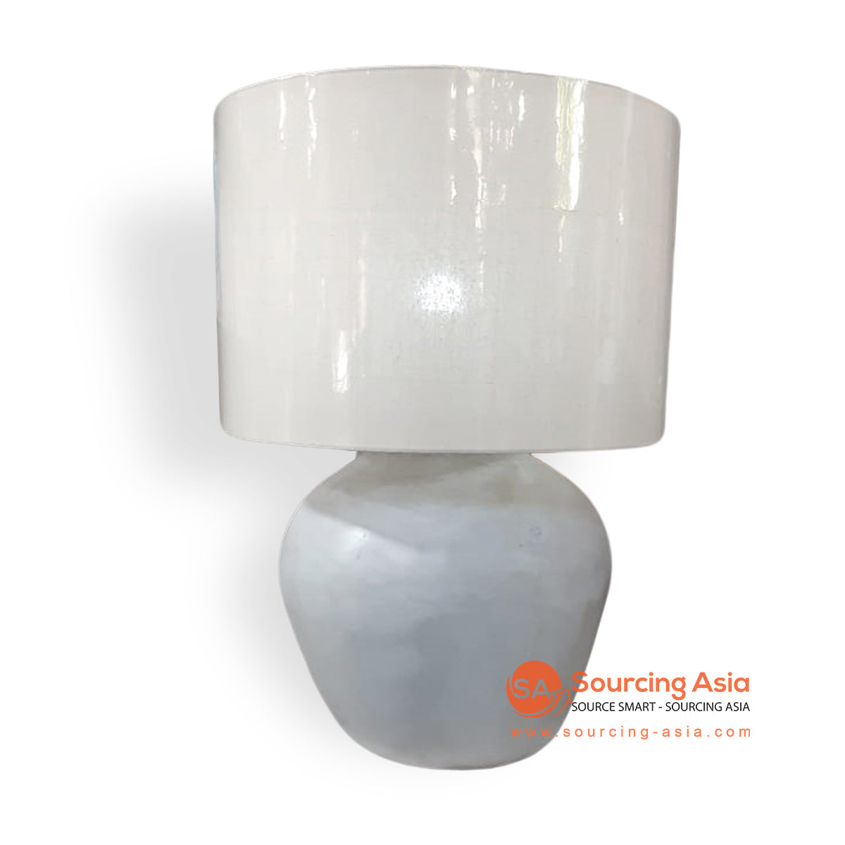 JNP284 WHITE GRC TABLE LAMP WITH WHITE SHADE