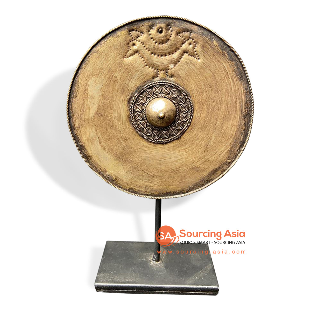 KNT037 ANTIQUE BRASS GONG ON STAND DECORATION