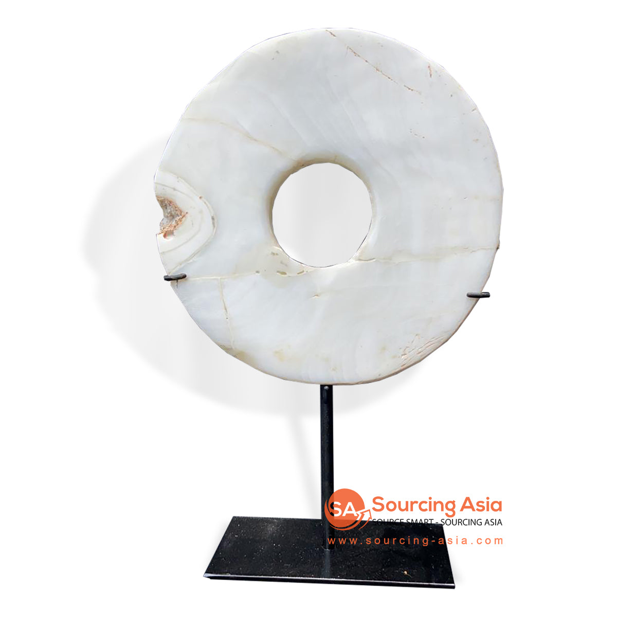 KNT040 WHITE MARBLE ROUND DISC ON STAND DECORATION