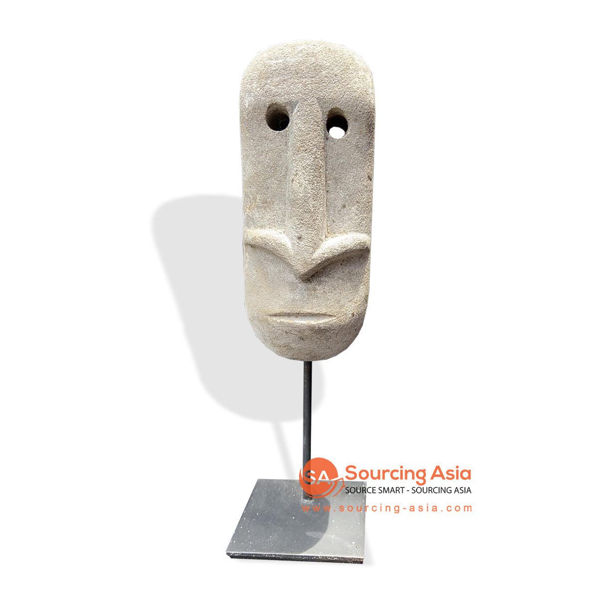 KNT051 ANTIQUE STONE TRIBAL MASK ON STAND DECORATION