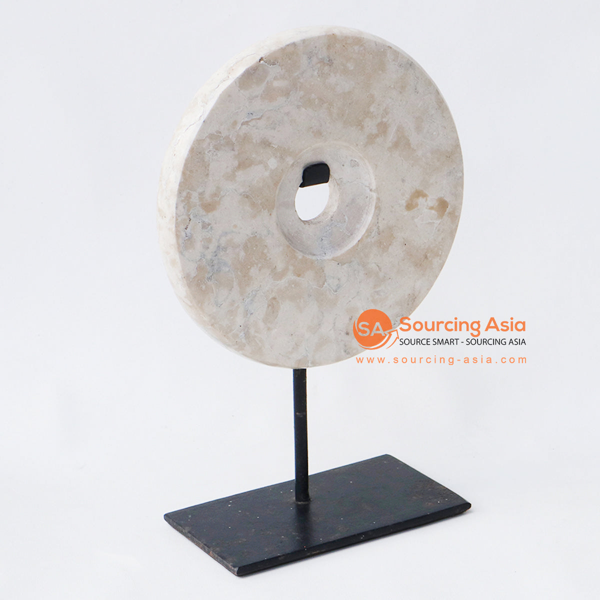 KNTC031 WHITE STONE DISC ON STAND DECORATION