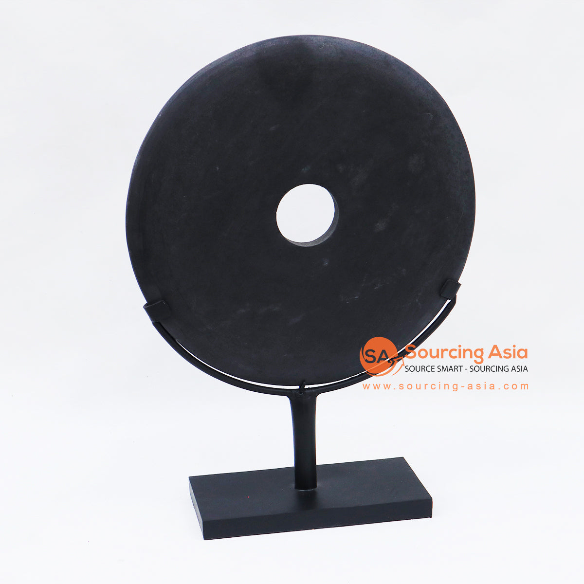 KNTC035 BLACK STONE DISC ON STAND DECORATION