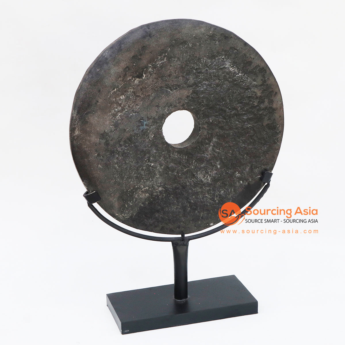 KNTC038 BLACK STONE DISC ON STAND DECORATION