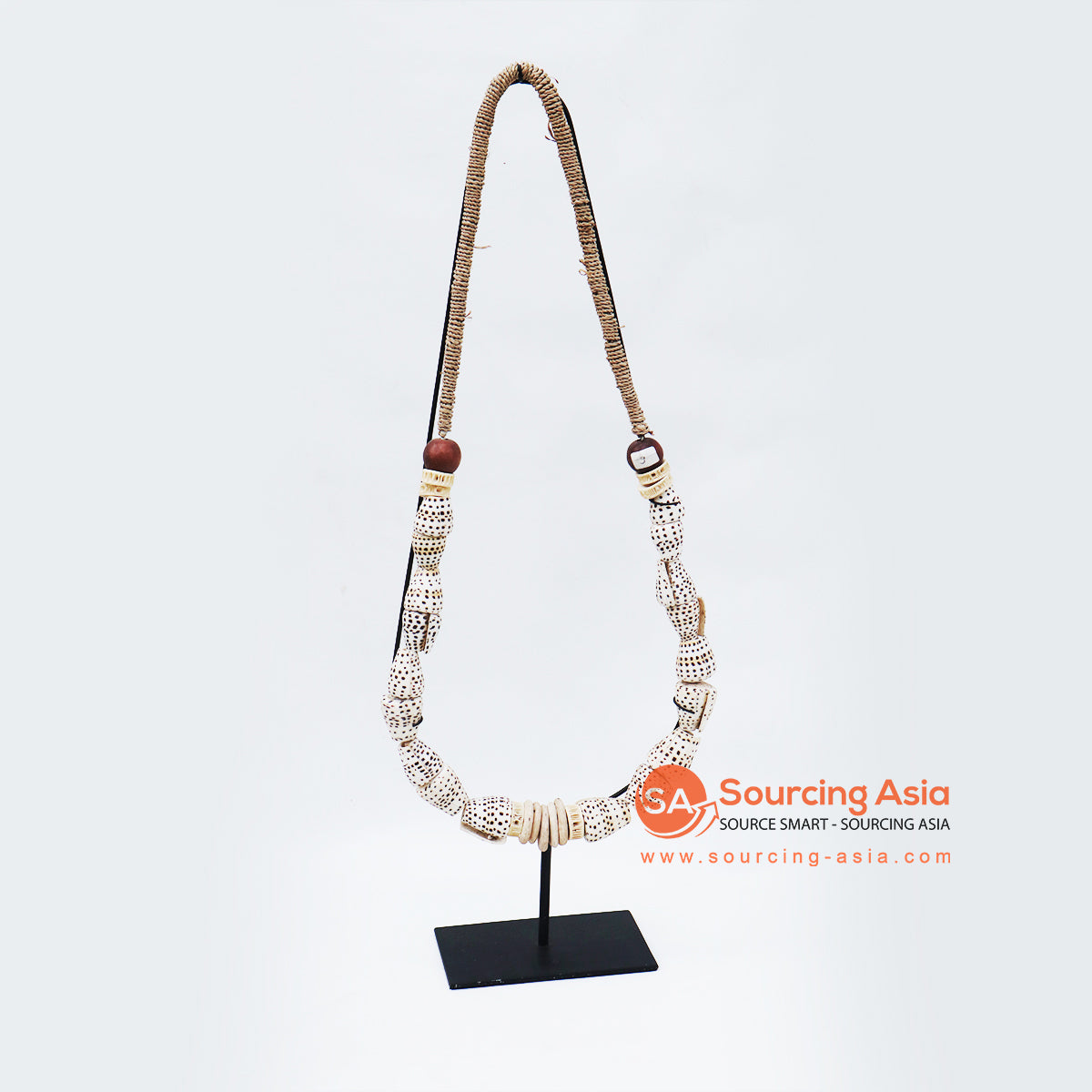KNTC076 NATURAL SHELL COMBINATION PAPUA TRIBAL STYLE NECKLACE ON STAND DECORATION