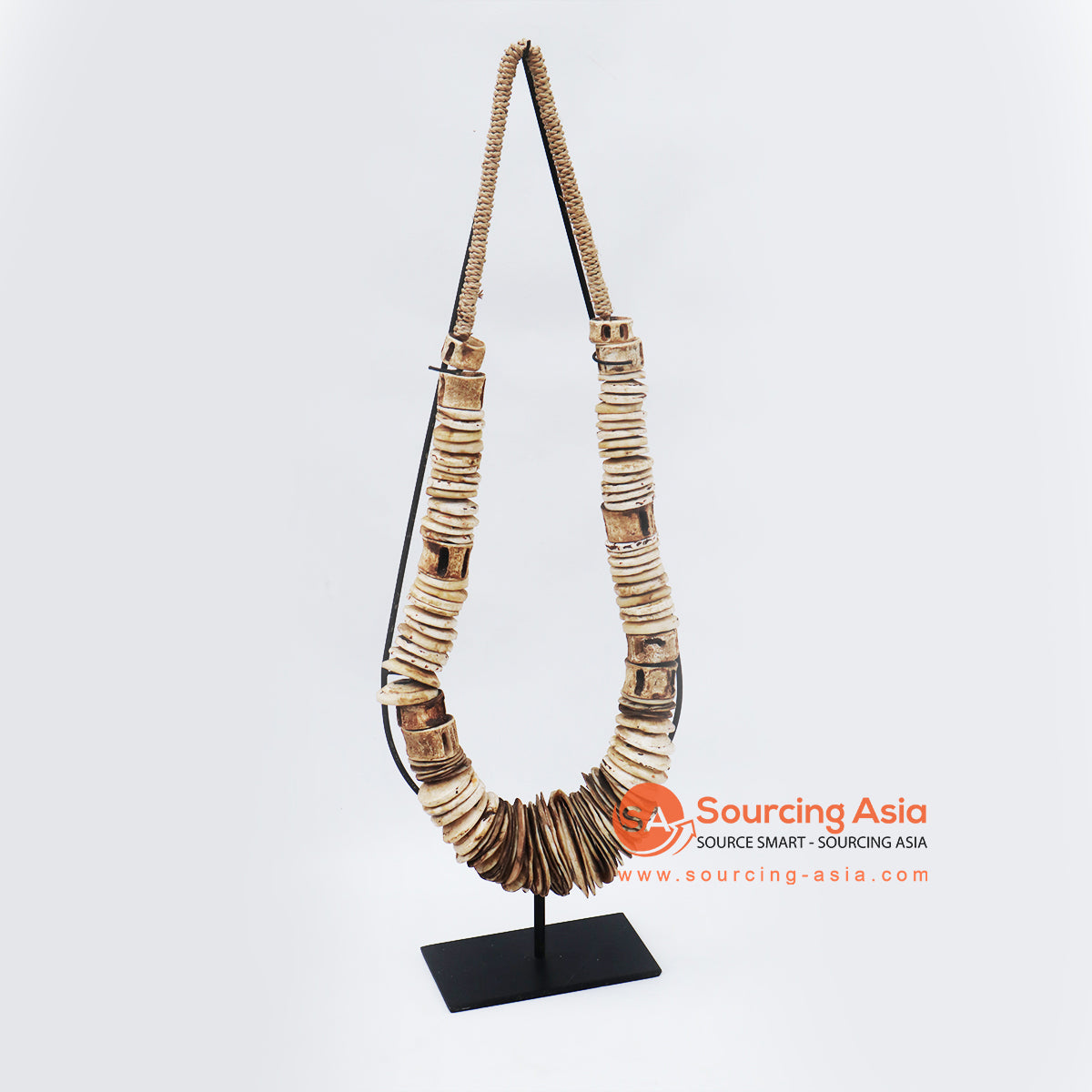 KNTC077 NATURAL SHELL COMBINATION PAPUA TRIBAL STYLE NECKLACE ON STAND DECORATION