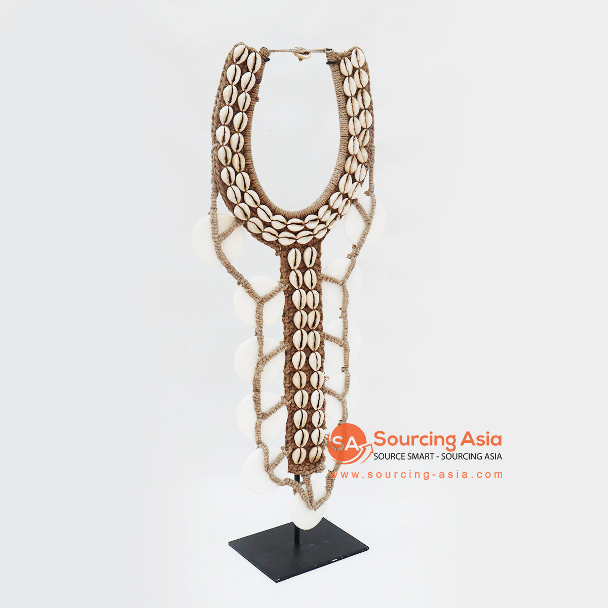 KNTC081 NATURAL SHELL COMBINATION PAPUA TRIBAL STYLE NECKLACE ON STAND DECORATION