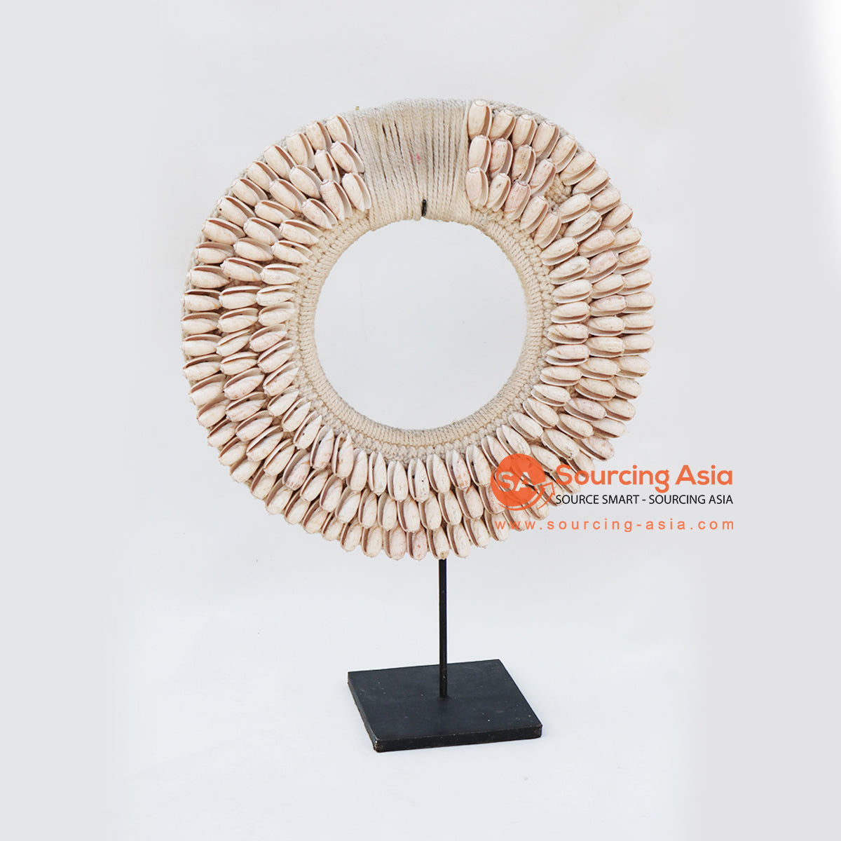 KNTC091 NATURAL SHELL COMBINATION PAPUA TRIBAL STYLE NECKLACE ON STAND DECORATION