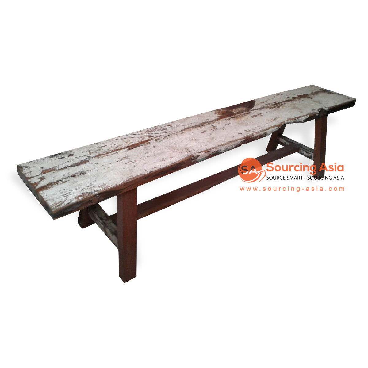 KPL070 NATURAL RECYCLED BOAT WOOD RETRO BENCH