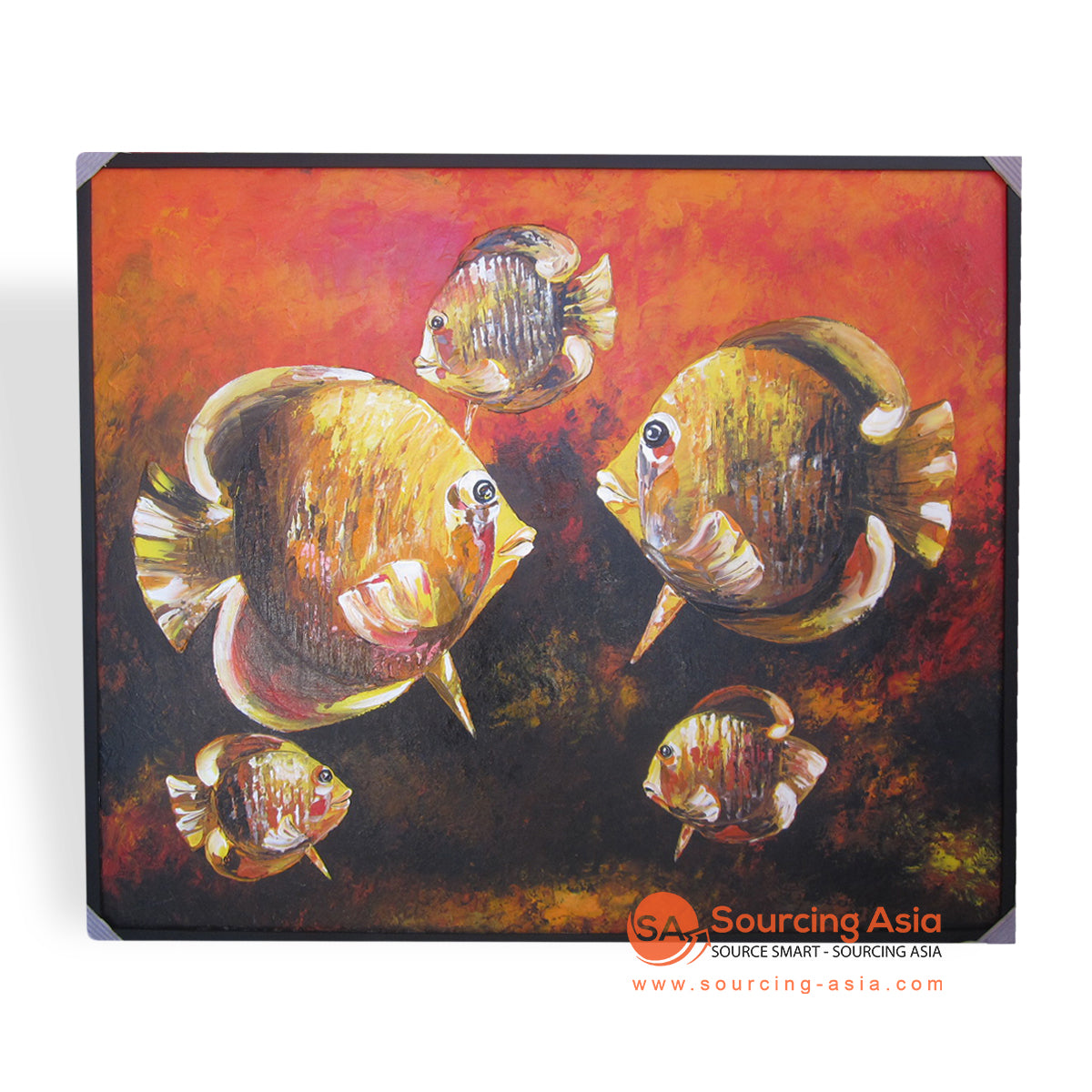 KRS502 ABSTRACT RED FISHES PAINTING