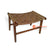 KUSJ002S-WH NATURAL TEAK WOOD STOOL WITH WOVEN LEATHER