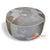 KUSJ007A-80-1 BROWN AND WHITE SPOT COWHIDE LEATHER ROUND OTTOMAN