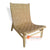KUSJ034 NATURAL TEAK WOOD AND STRAPING WOVEN LEATHER SINGLE LAZY CHAIR