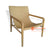 KUSJ038 PALE NATURAL TEAK WOOD AND LEATHER SLINGBACK ARMED LAZY CHAIR
