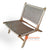 KUSJ078 NATURAL TEAK WOOD AND OPEN WEAVE SYNTHETIC RATTAN LAZY CHAIR