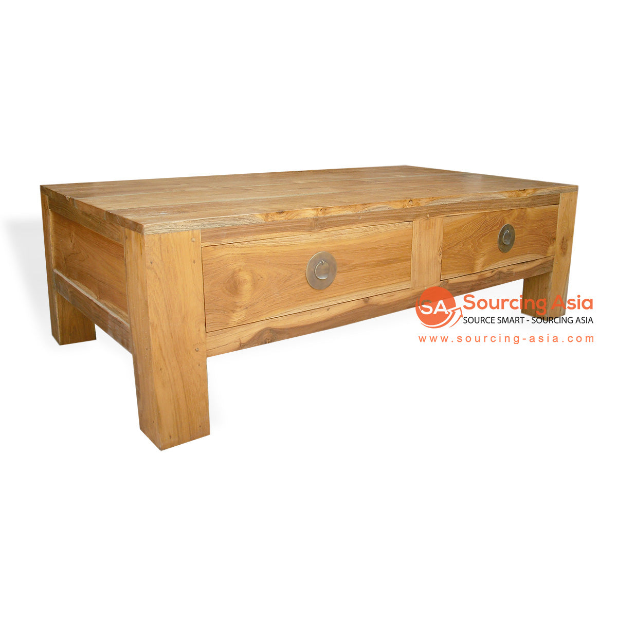 KYT60053 NATURAL RECYCLED TEAK WOOD FOUR DRAWERS SHANGI COFFEE TABLE