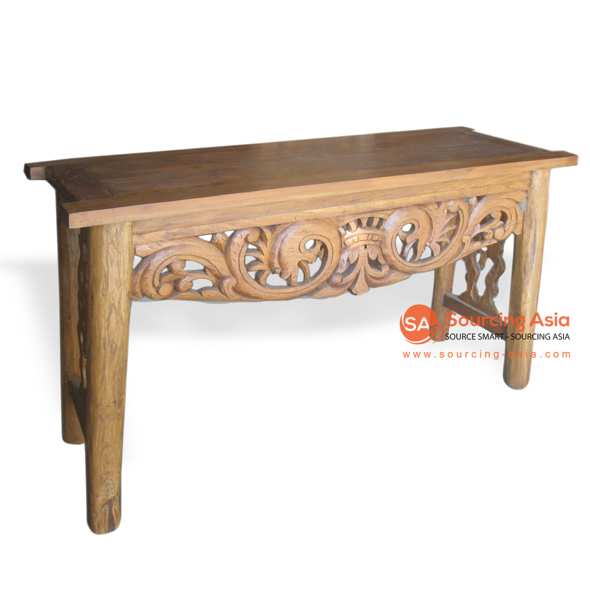 LAC016 NATURAL RECYCLED TEAK WOOD CARVED CONSOLE