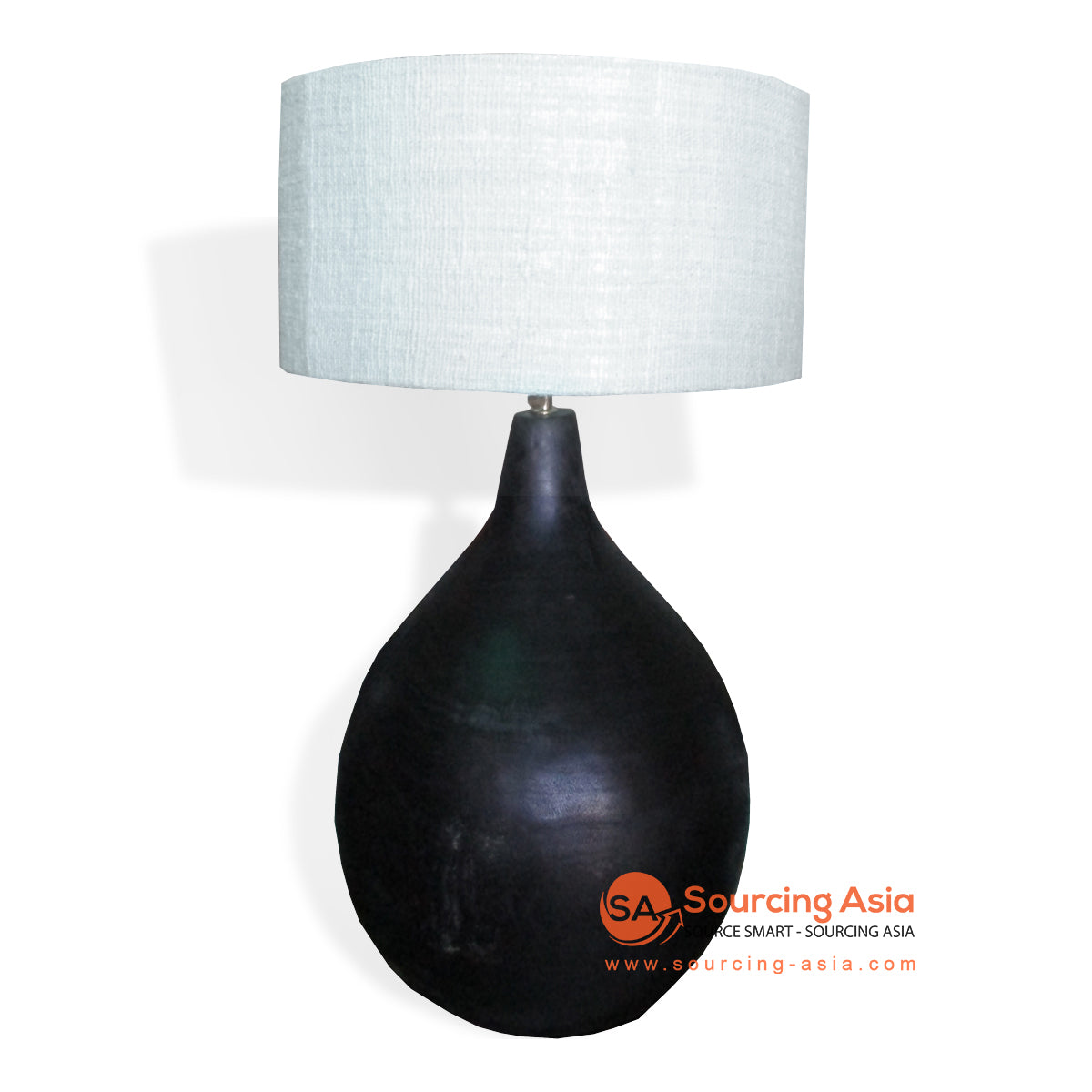 LB-BMW093 BLACK WOODEN TABLE LAMP WITH WHITE SHADE