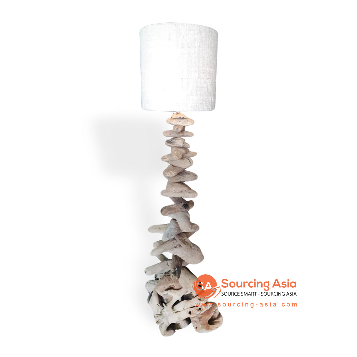 LB033 NATURAL DRIFTWOOD STANDING LAMP WITH VINYL LAMP SHADE