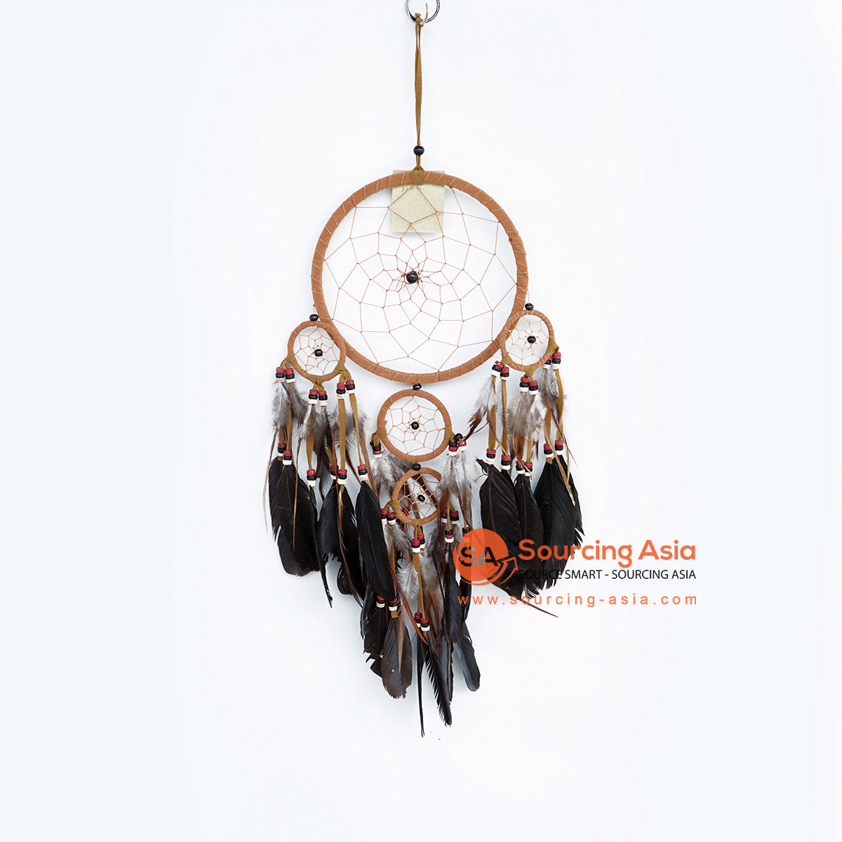 LINDC001-2 BROWN FEATHERED DREAM CATCHER