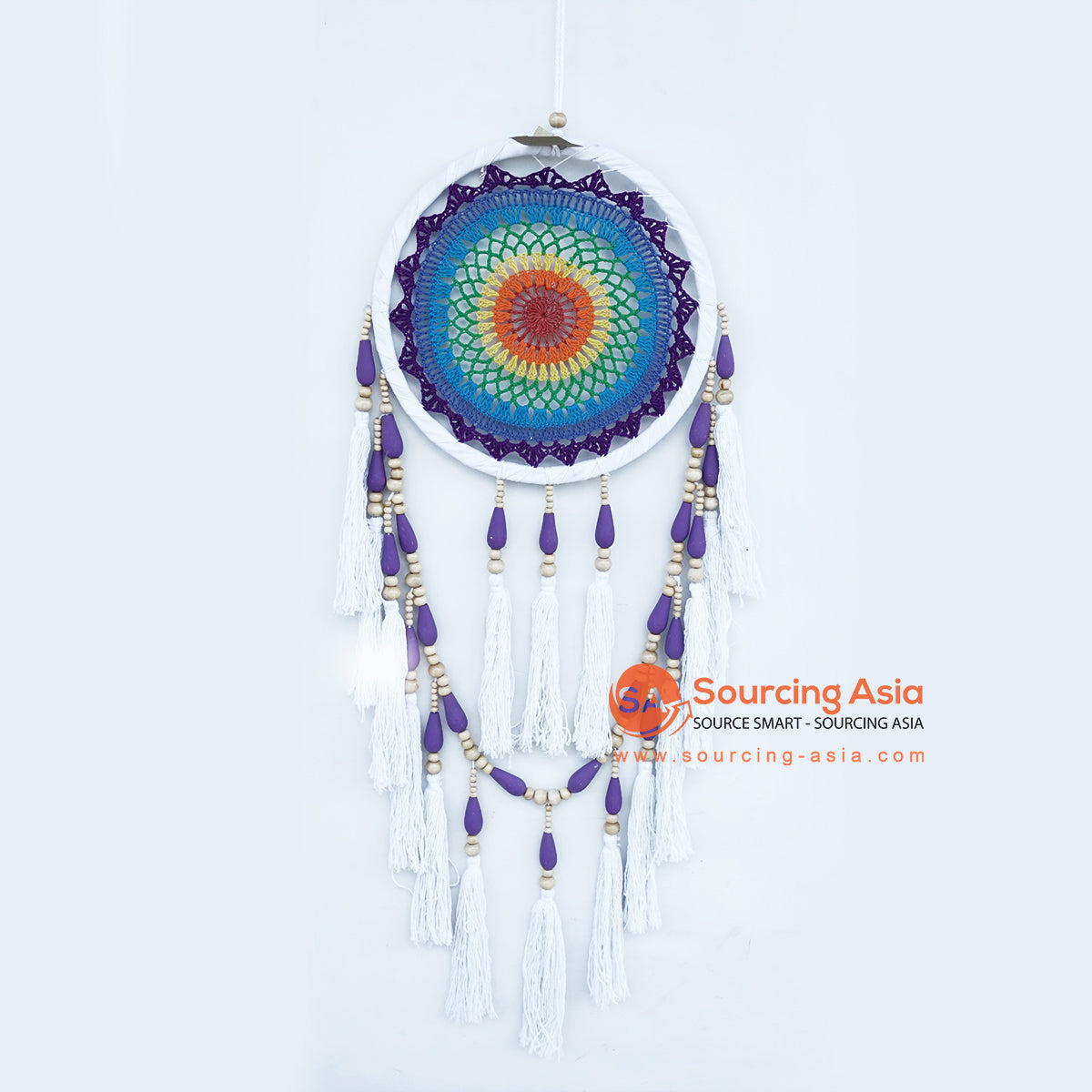 LINDC039 COLORFUL FEATHERED MACRAME DREAM CATCHER
