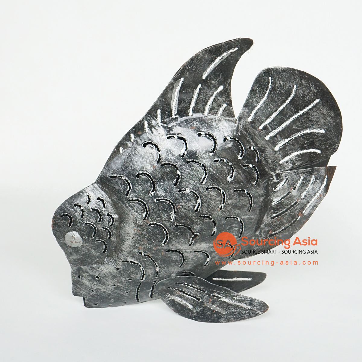 LISC002 HAND PAINTED BLACK METAL FISH DECORATION