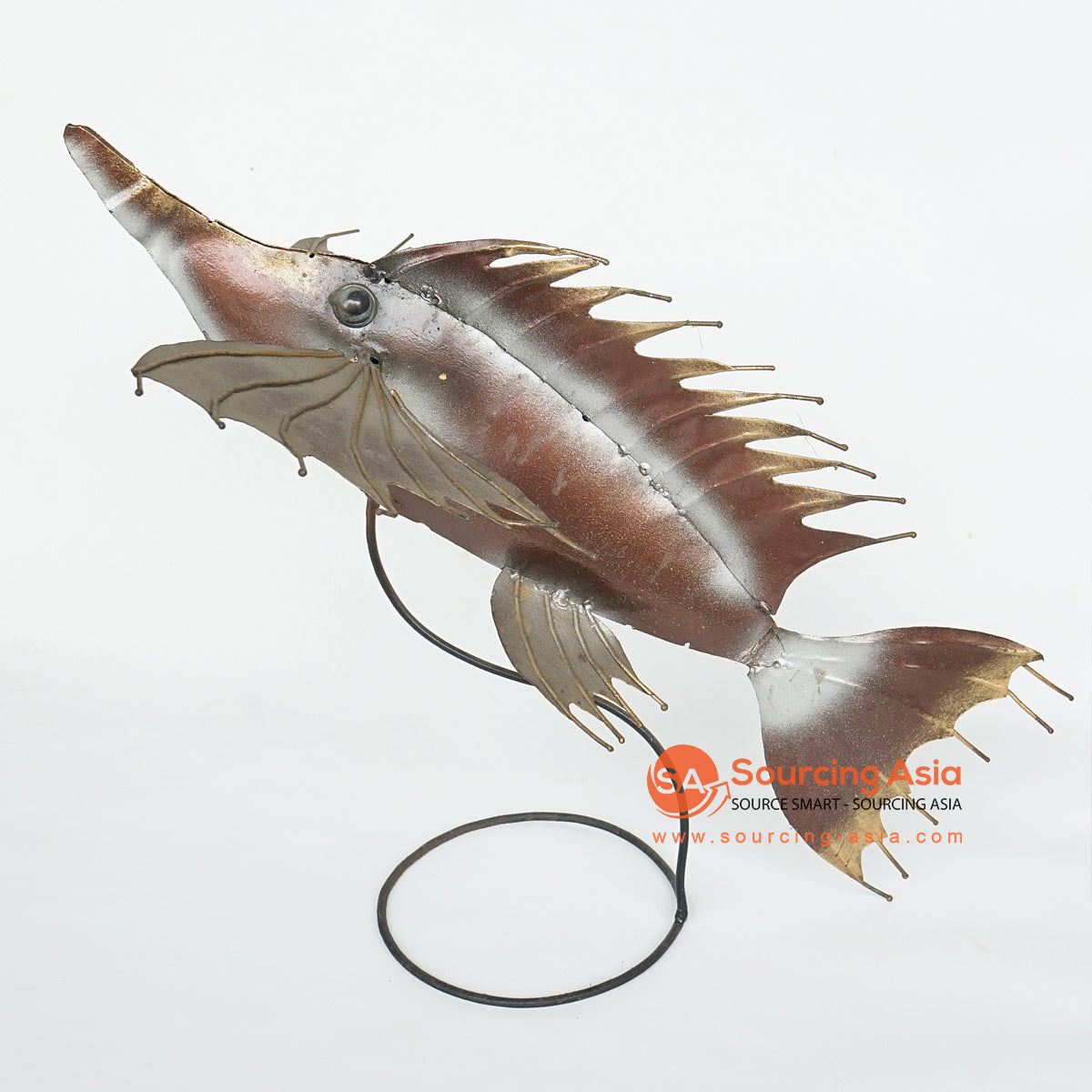 LISC006 HAND PAINTED METAL FISH DECORATION WITH STANDING