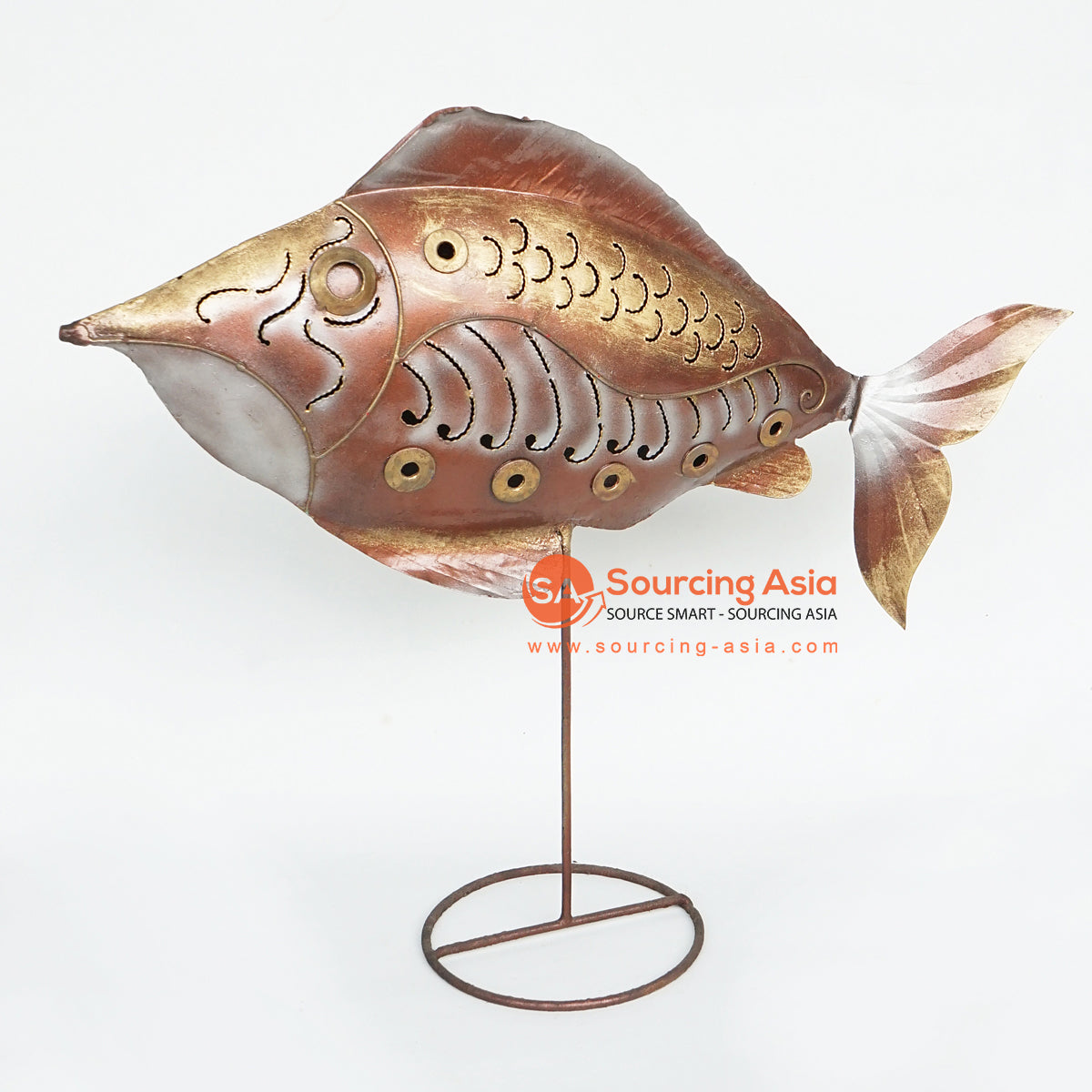 LISC009 HAND PAINTED METAL FISH DECORATION WITH STANDING