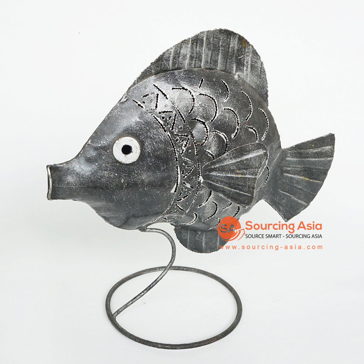 LISC010 HAND PAINTED METAL FISH DECORATION WITH STANDING