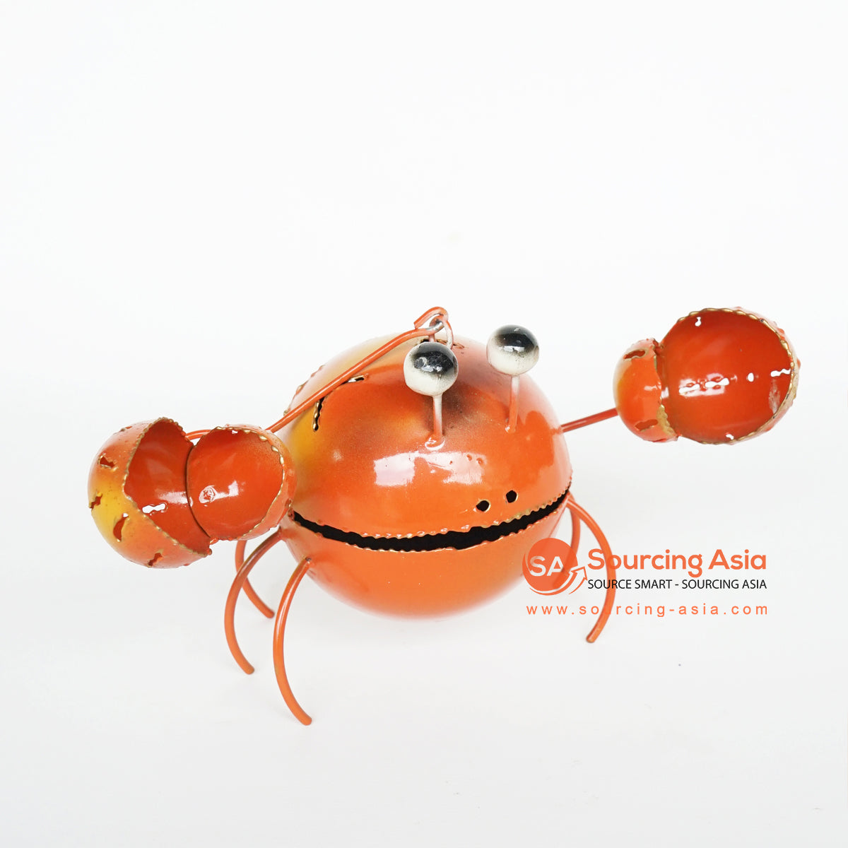 LISC018 HAND PAINTED ORANGE METAL CRAB DECORATION