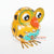 LISC019 HAND PAINTED ORANGE METAL OWL DECORATION