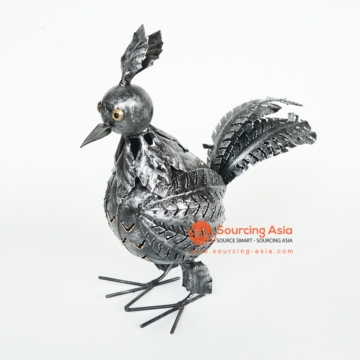 LISC023 HAND PAINTED BLACK METAL BIRD DECORATION