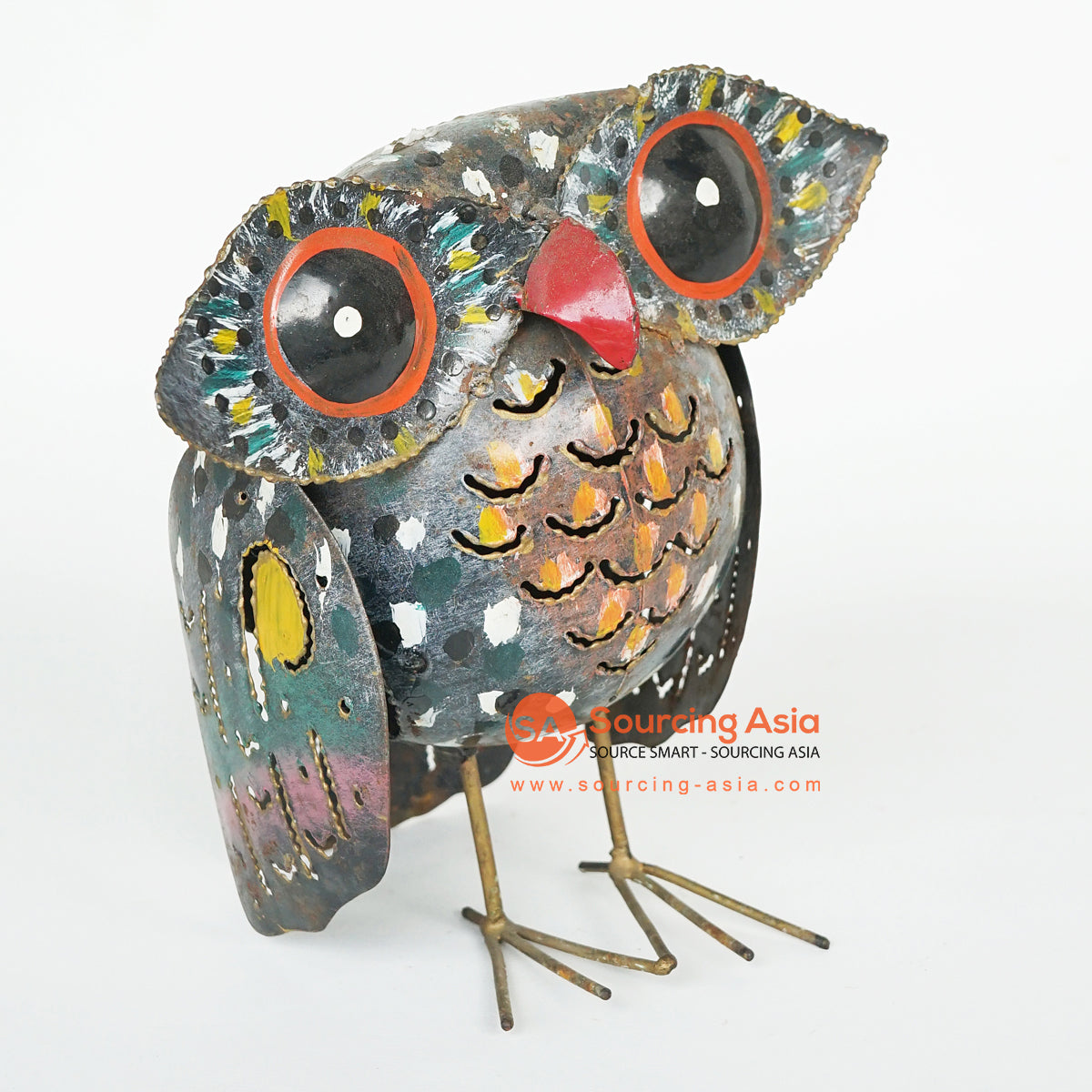 LISC025 HAND PAINTED METAL OWL DECORATION